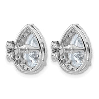 14kw 4 5/8ct Lab Grown Diamond VS+ F+ Comp Pear Halo Post Earrings