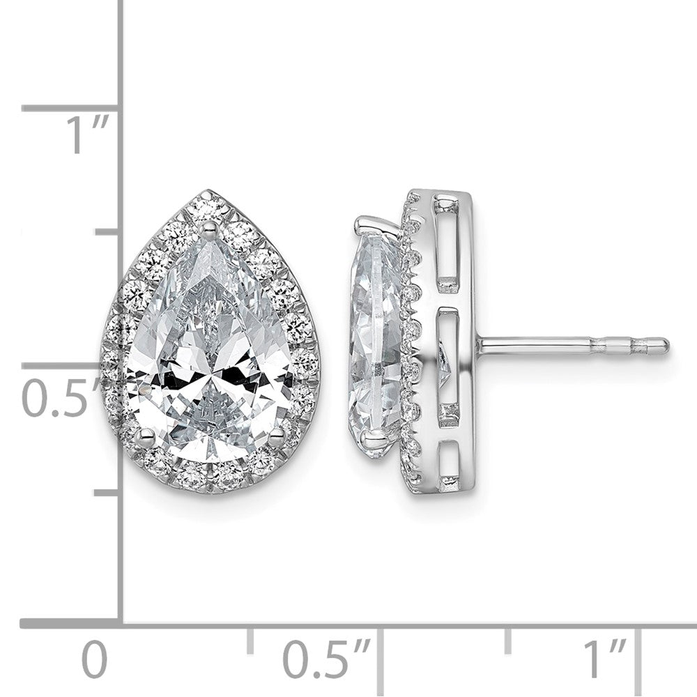 14kw 4 5/8ct Lab Grown Diamond VS+ F+ Comp Pear Halo Post Earrings