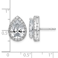 14kw 4 5/8ct Lab Grown Diamond VS+ F+ Comp Pear Halo Post Earrings