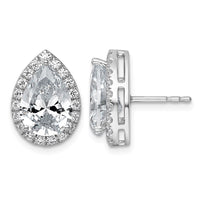 14kw 4 5/8ct Lab Grown Diamond VS+ F+ Comp Pear Halo Post Earrings