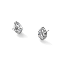 14kw 4 5/8ct Lab Grown Diamond VS+ F+ Comp Pear Halo Post Earrings