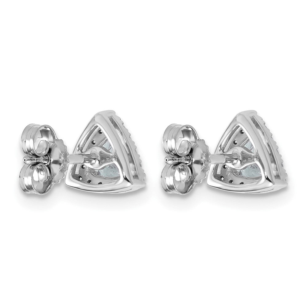 14kw 5/8ct Lab Grown Diamond VS/SI+ G+ Comp Trillion Halo Post Earrings