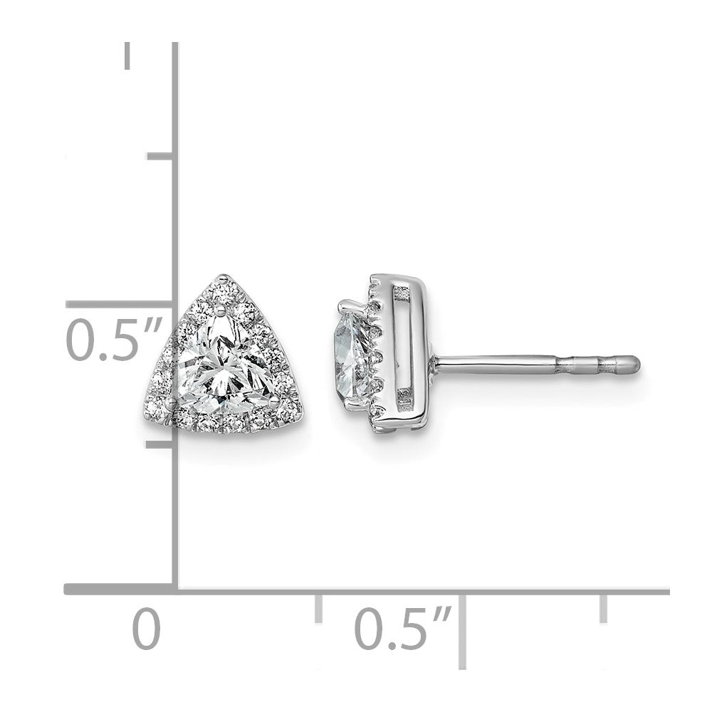 14kw 5/8ct Lab Grown Diamond VS/SI+ G+ Comp Trillion Halo Post Earrings