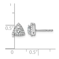 14kw 5/8ct Lab Grown Diamond VS/SI+ G+ Comp Trillion Halo Post Earrings