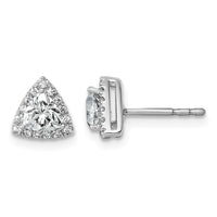 14kw 5/8ct Lab Grown Diamond VS/SI+ G+ Comp Trillion Halo Post Earrings