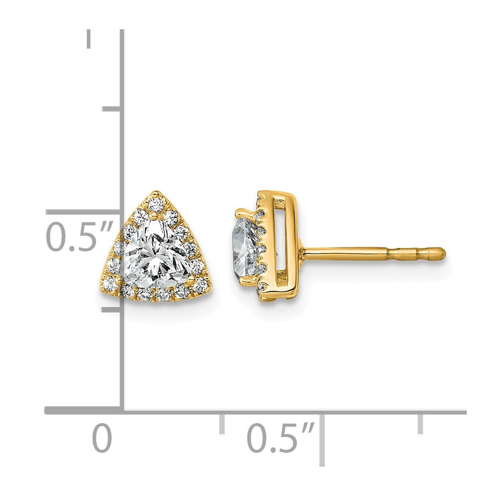 14k 5/8ct Lab Grown Diamond VS+ F+ Comp Trillion Halo Post Earrings