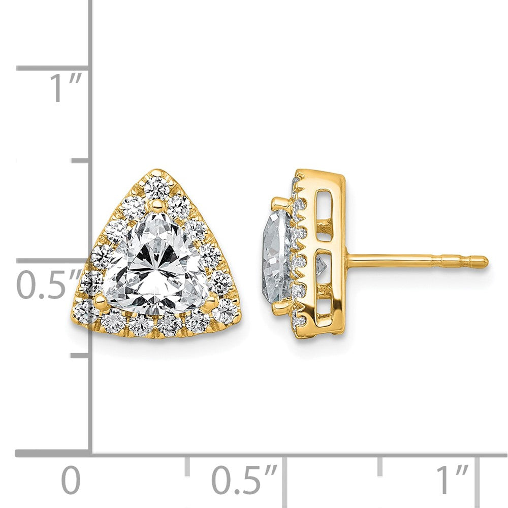 14k 2 5/8ct Lab Grown Diamond VS+ F+ Comp Trillion Halo Post Earrings