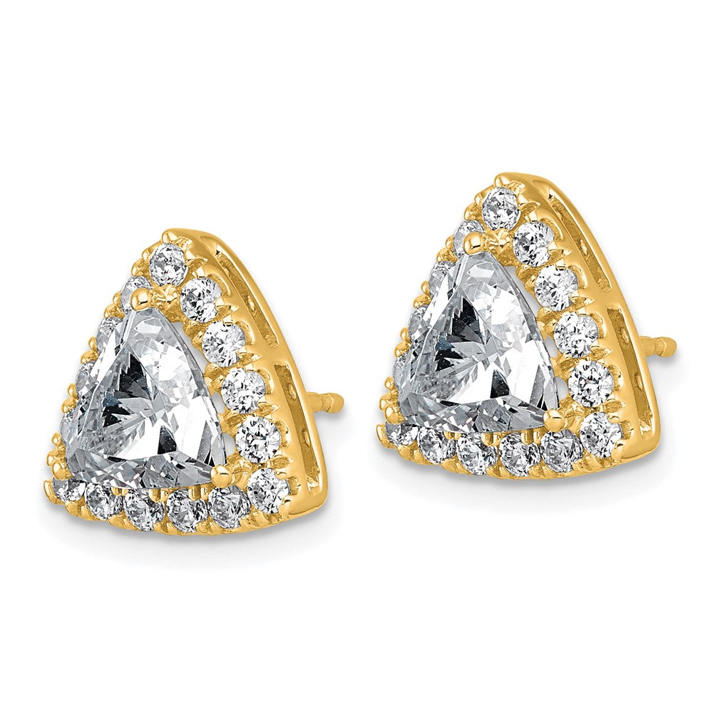 14k 3 3/4ct Lab Grown Diamond VS+ F+ Comp Trillion Halo Post Earrings