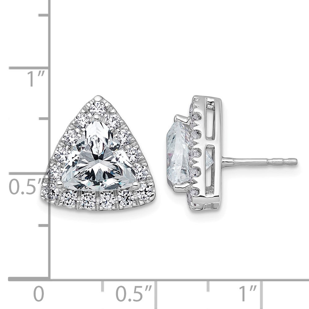 14kw 5 1/4ct Lab Grown Diamond VS+ F+ Comp Trillion Halo Post Earrings