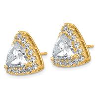 14k 6 1/2ct Lab Grown Diamond VS+ F+ Comp Trillion Halo Post Earrings