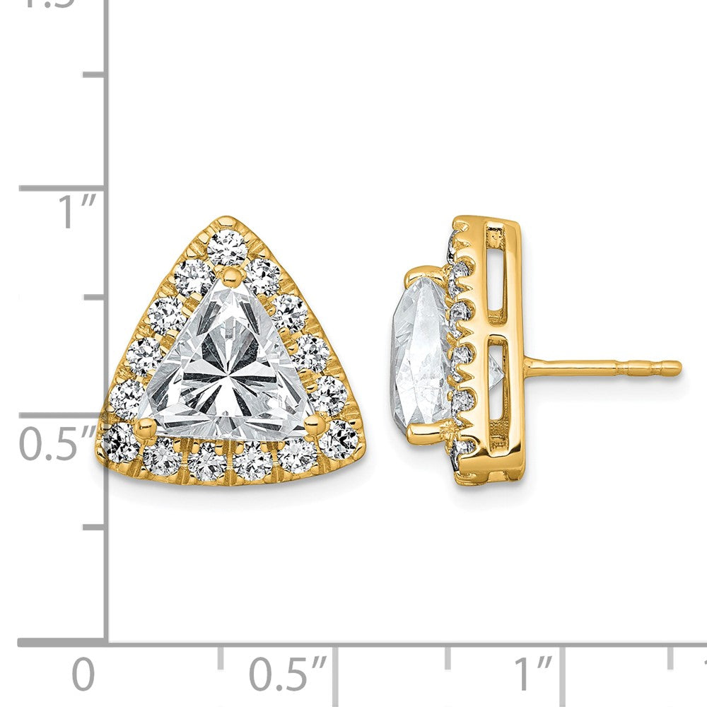 14k 6 1/2ct Lab Grown Diamond VS+ F+ Comp Trillion Halo Post Earrings