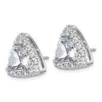 14kw 7 3/4ct Lab Grown Diamond VS+ F+ Comp Trillion Halo Post Earrings