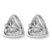 14kw 7 3/4ct Lab Grown Diamond VS+ F+ Comp Trillion Halo Post Earrings