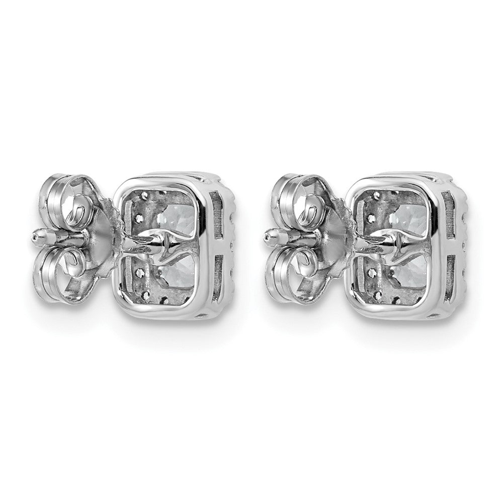 14kw 5/8ct Lab Grown Diamond VS+ F+ Comp Radiant Halo Post Earrings