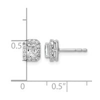 14kw 5/8ct Lab Grown Diamond VS/SI+ G+ Comp Emerald Halo Post Earrings