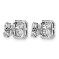 14kw 7/8ct Lab Grown Diamond VS/SI+ G+ Comp Emerald Halo Post Earrings