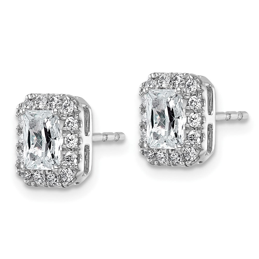 14kw 1 1/3ct Lab Grown Diamond VS+ F+ Comp Radiant Halo Post Earrings