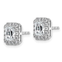 14kw 1 1/3ct Lab Grown Diamond VS+ F+ Comp Radiant Halo Post Earrings