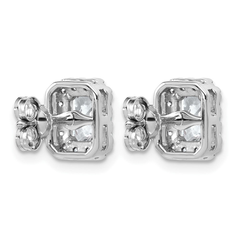 14kw 1 1/3ct Lab Grown Diamond VS+ F+ Comp Radiant Halo Post Earrings