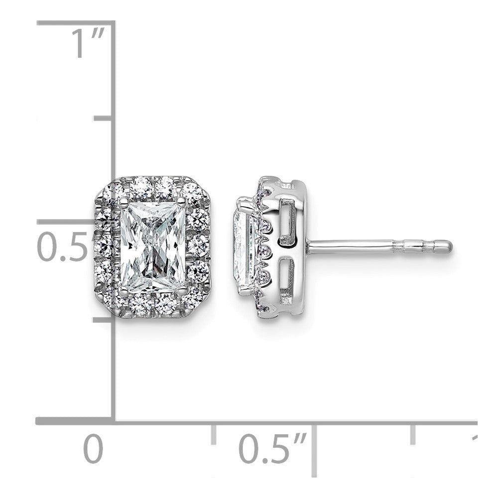 14kw 1 1/3ct Lab Grown Diamond VS+ F+ Comp Radiant Halo Post Earrings