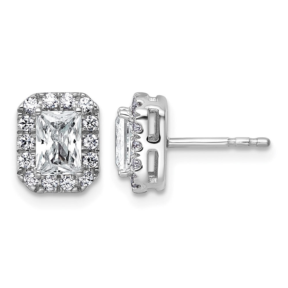14kw 1 1/3ct Lab Grown Diamond VS+ F+ Comp Radiant Halo Post Earrings