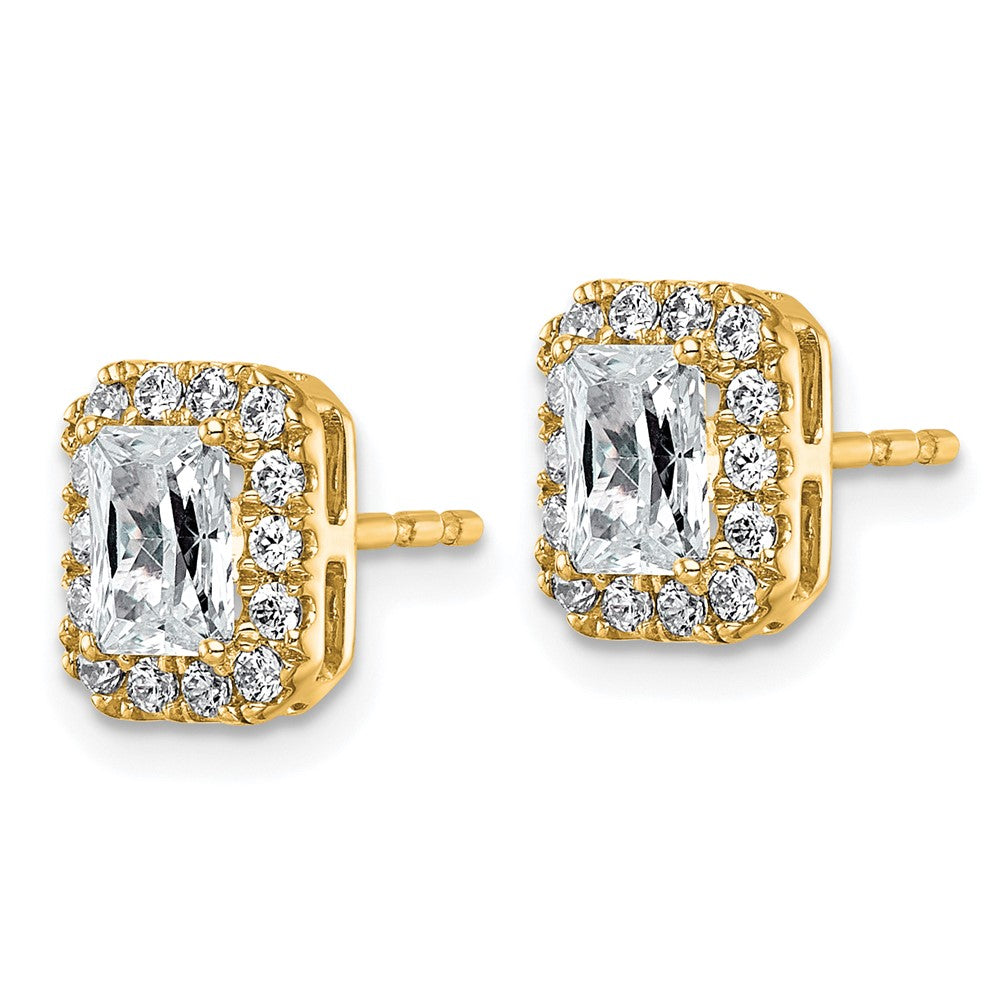 14k 1 1/3ct Lab Grown Diamond VS+ F+ Comp Radiant Halo Post Earrings
