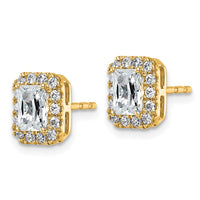 14k 1 1/3ct Lab Grown Diamond VS+ F+ Comp Radiant Halo Post Earrings