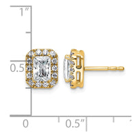 14k 1 1/3ct Lab Grown Diamond VS+ F+ Comp Radiant Halo Post Earrings