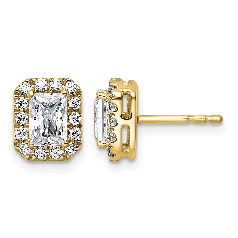 14k 1 1/3ct Lab Grown Diamond VS+ F+ Comp Radiant Halo Post Earrings