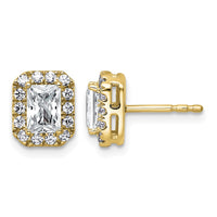 14k 1 1/3ct Lab Grown Diamond VS+ F+ Comp Radiant Halo Post Earrings