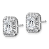 14kw 2 3/4ct Lab Grown Diamond VS+ F+ Comp Radiant Halo Post Earrings