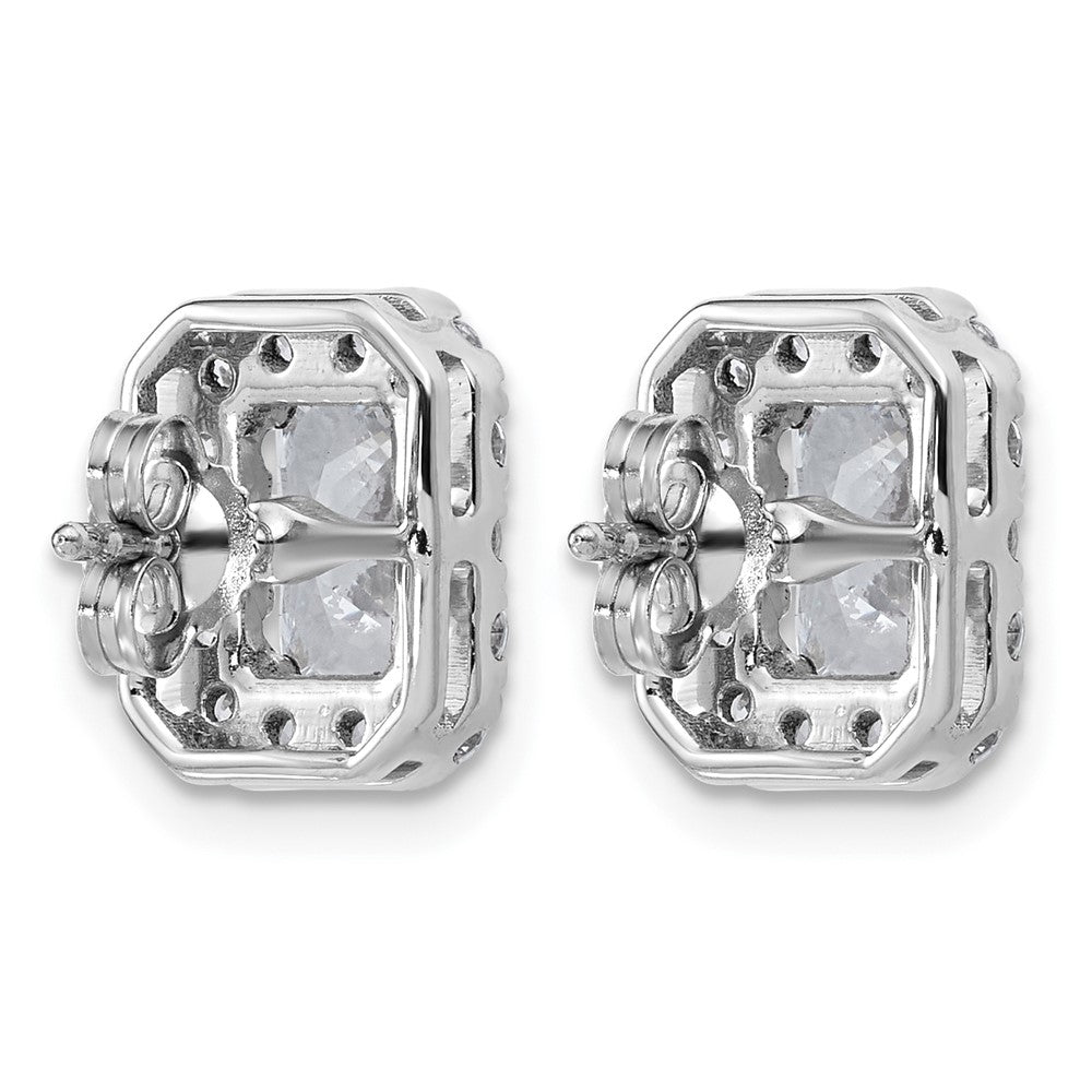 14kw 2 3/4ct Lab Grown Diamond VS+ F+ Comp Radiant Halo Post Earrings