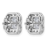 14kw 2 3/4ct Lab Grown Diamond VS+ F+ Comp Radiant Halo Post Earrings