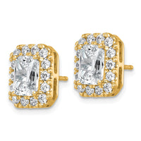 14k 3 7/8ct Lab Grown Diamond VS+ F+ Comp Radiant Halo Post Earrings