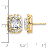 14k 3 7/8ct Lab Grown Diamond VS+ F+ Comp Radiant Halo Post Earrings