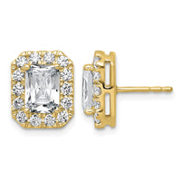 14k 3 7/8ct Lab Grown Diamond VS+ F+ Comp Radiant Halo Post Earrings