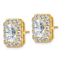 14k 5 3/4ct Lab Grown Diamond VS+ F+ Comp Radiant Halo Post Earrings