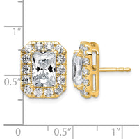 14k 5 3/4ct Lab Grown Diamond VS+ F+ Comp Radiant Halo Post Earrings