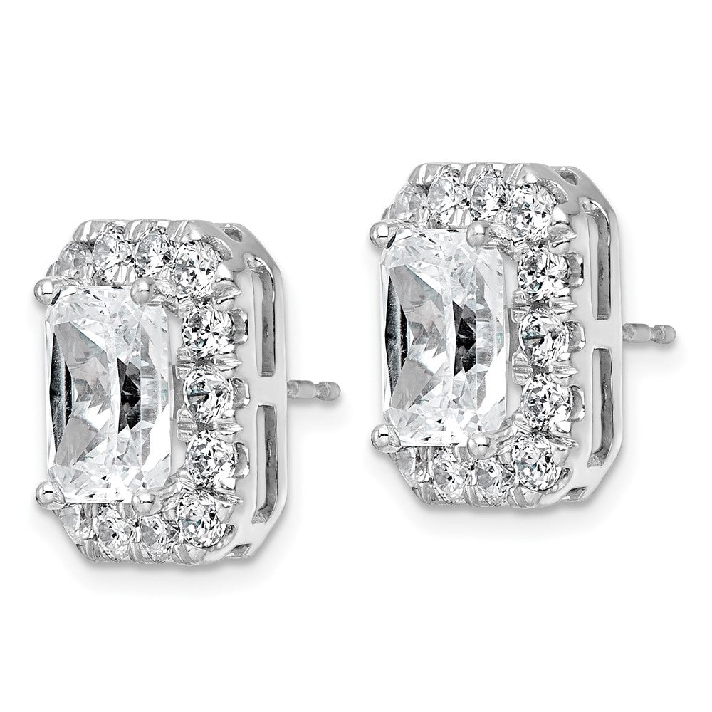 14kw 7ct Lab Grown Diamond VS+ F+ Comp Radiant Halo Post Earrings