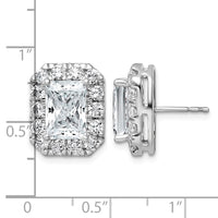 14kw 7ct Lab Grown Diamond VS+ F+ Comp Radiant Halo Post Earrings