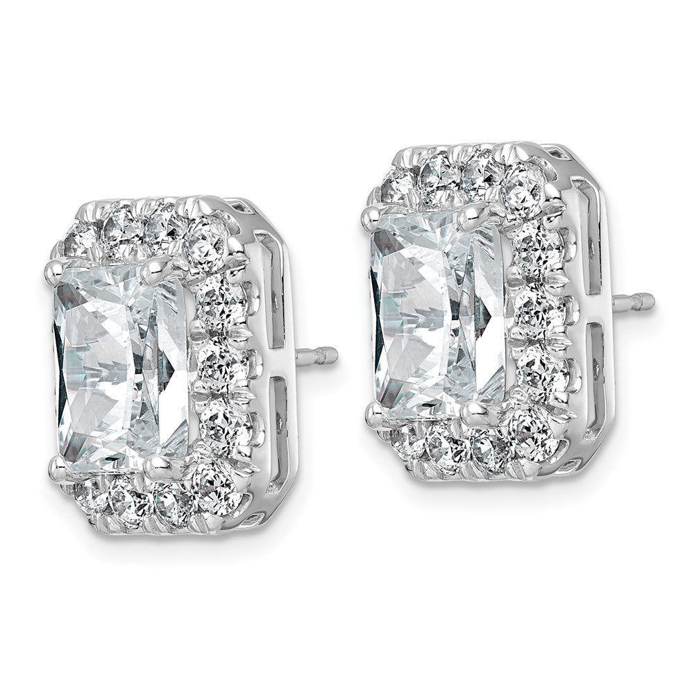 14kw 8 5/8ct Lab Grown Diamond VS+ F+ Comp Radiant Halo Post Earrings
