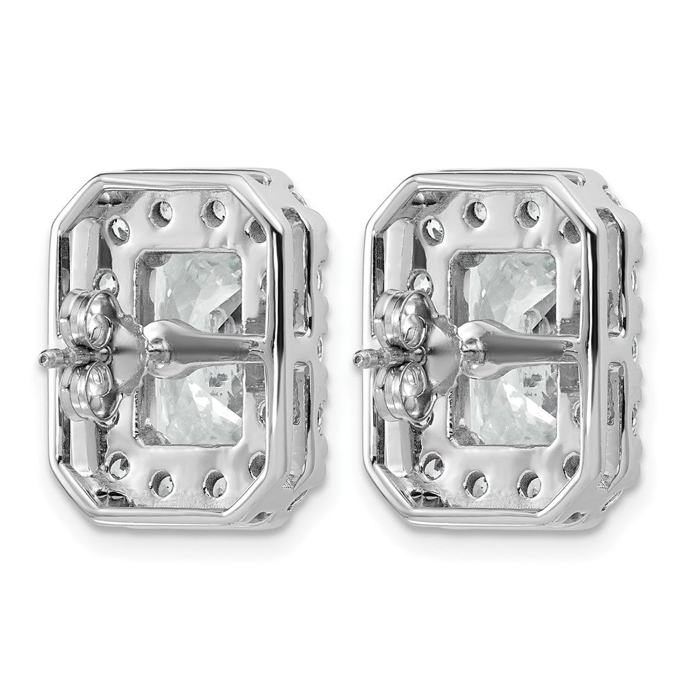 14kw 8 5/8ct Lab Grown Diamond VS+ F+ Comp Radiant Halo Post Earrings