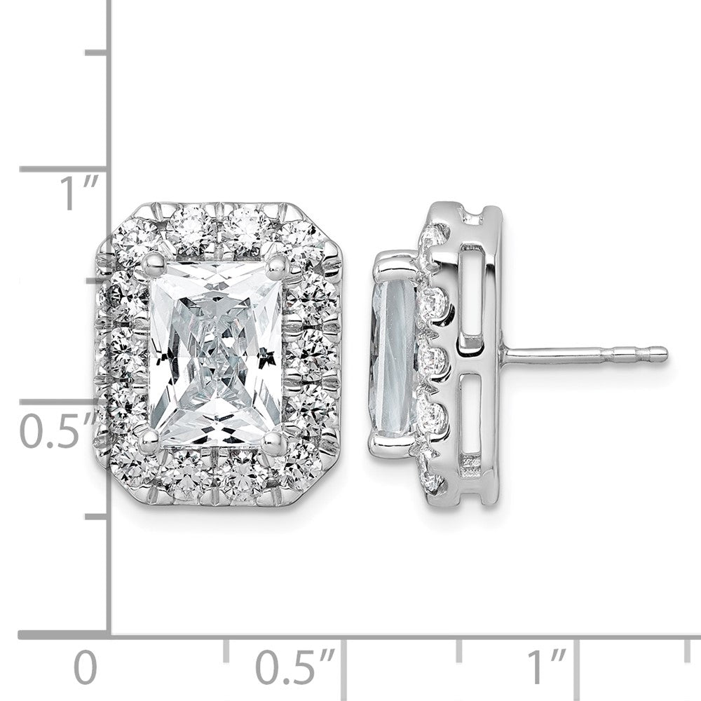 14kw 8 5/8ct Lab Grown Diamond VS+ F+ Comp Radiant Halo Post Earrings