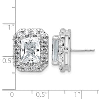 14kw 8 5/8ct Lab Grown Diamond VS+ F+ Comp Radiant Halo Post Earrings