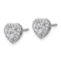 14kw 1 1/4ct Lab Grown Diamond VS/SI+ G+ Comp Halo Heart Post Earrings
