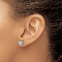 14kw 1 1/4ct Lab Grown Diamond VS/SI+ G+ Comp Halo Heart Post Earrings