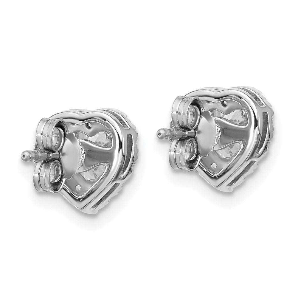 14kw 1 1/4ct Lab Grown Diamond VS/SI+ G+ Comp Halo Heart Post Earrings
