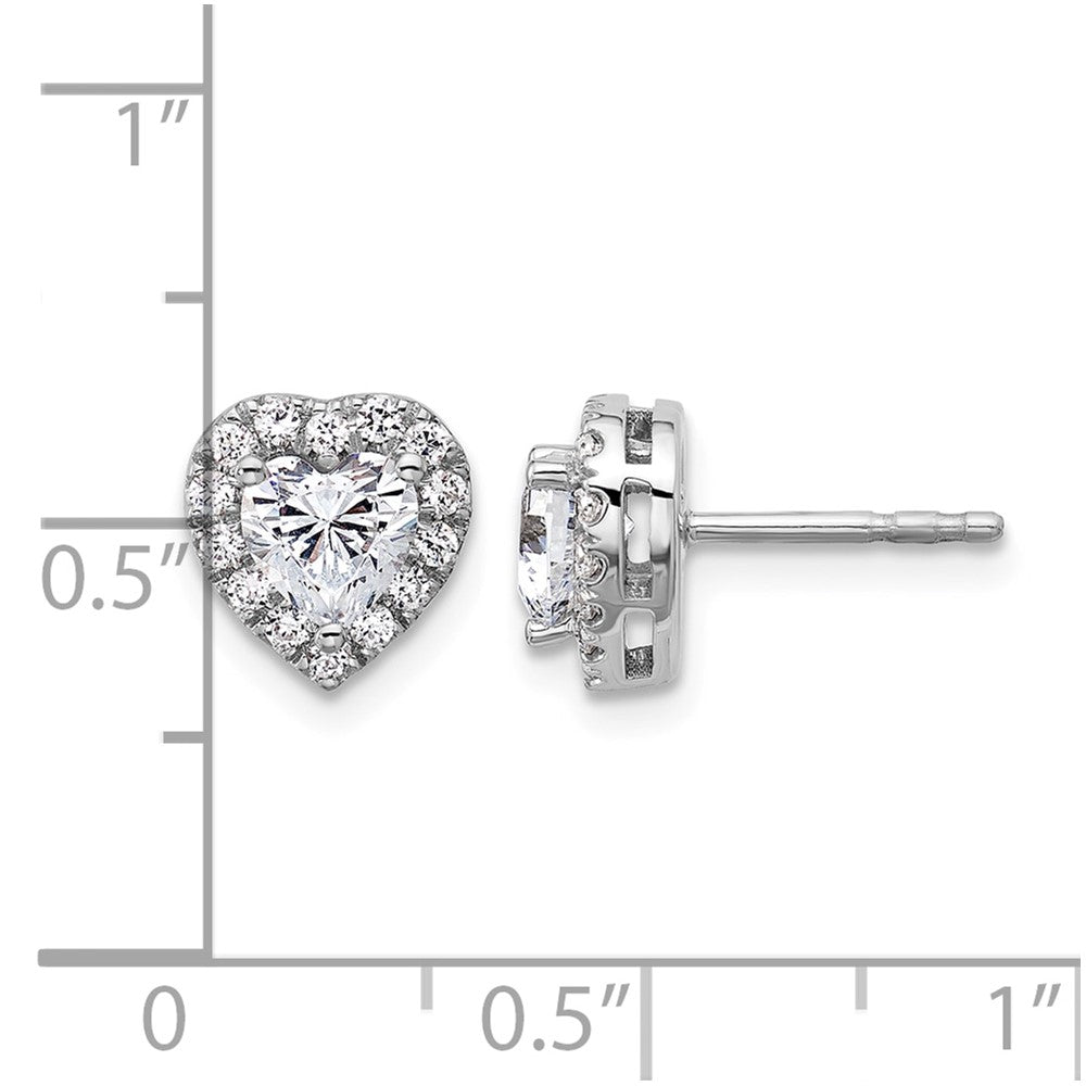 14kw 1 1/4ct Lab Grown Diamond VS/SI+ G+ Comp Halo Heart Post Earrings