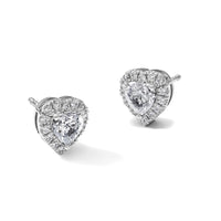 14kw 1 1/4ct Lab Grown Diamond VS/SI+ G+ Comp Halo Heart Post Earrings