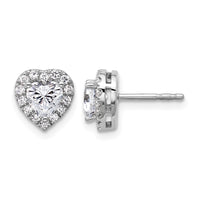 14kw 1 1/4ct Lab Grown Diamond VS/SI+ G+ Comp Halo Heart Post Earrings
